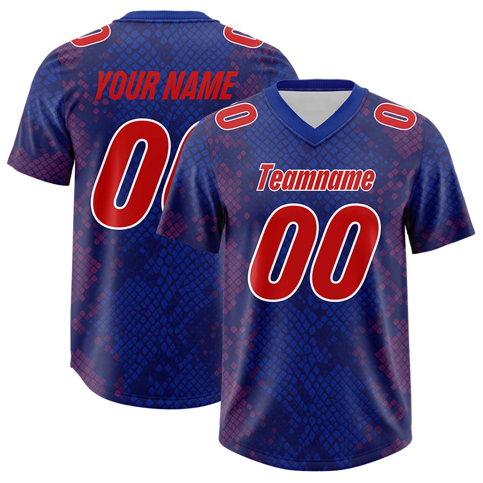 Custom Royal Personalized Snakeskin Graffiti Pattern Authentic American Football Jersey