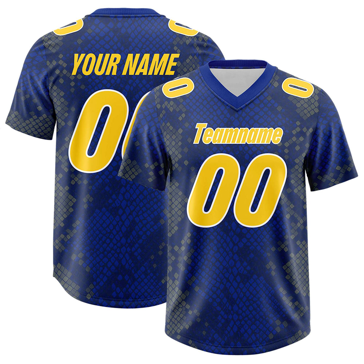 Custom Royal Personalized Snakeskin Graffiti Pattern Authentic American Football Jersey