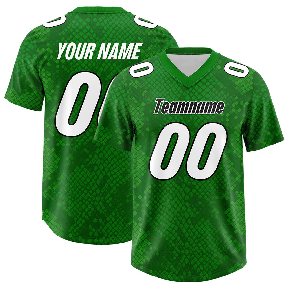 Custom Kelly Green Personalized Snakeskin Graffiti Pattern Authentic American Football Jersey