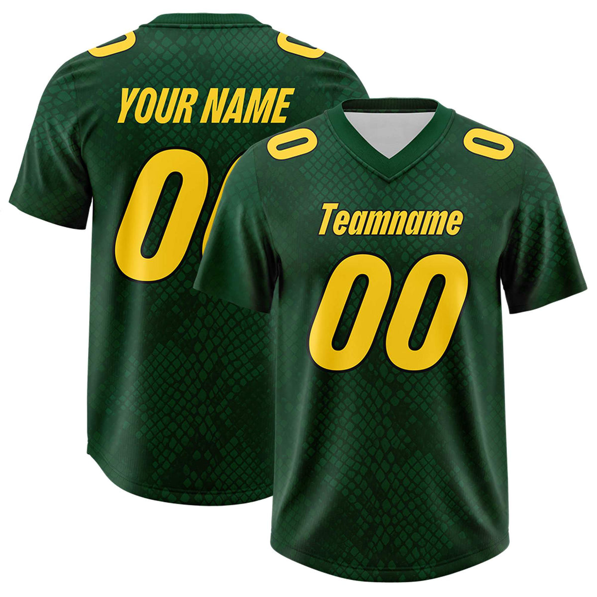 Custom Green Personalized Snakeskin Graffiti Pattern Authentic American Football Jersey