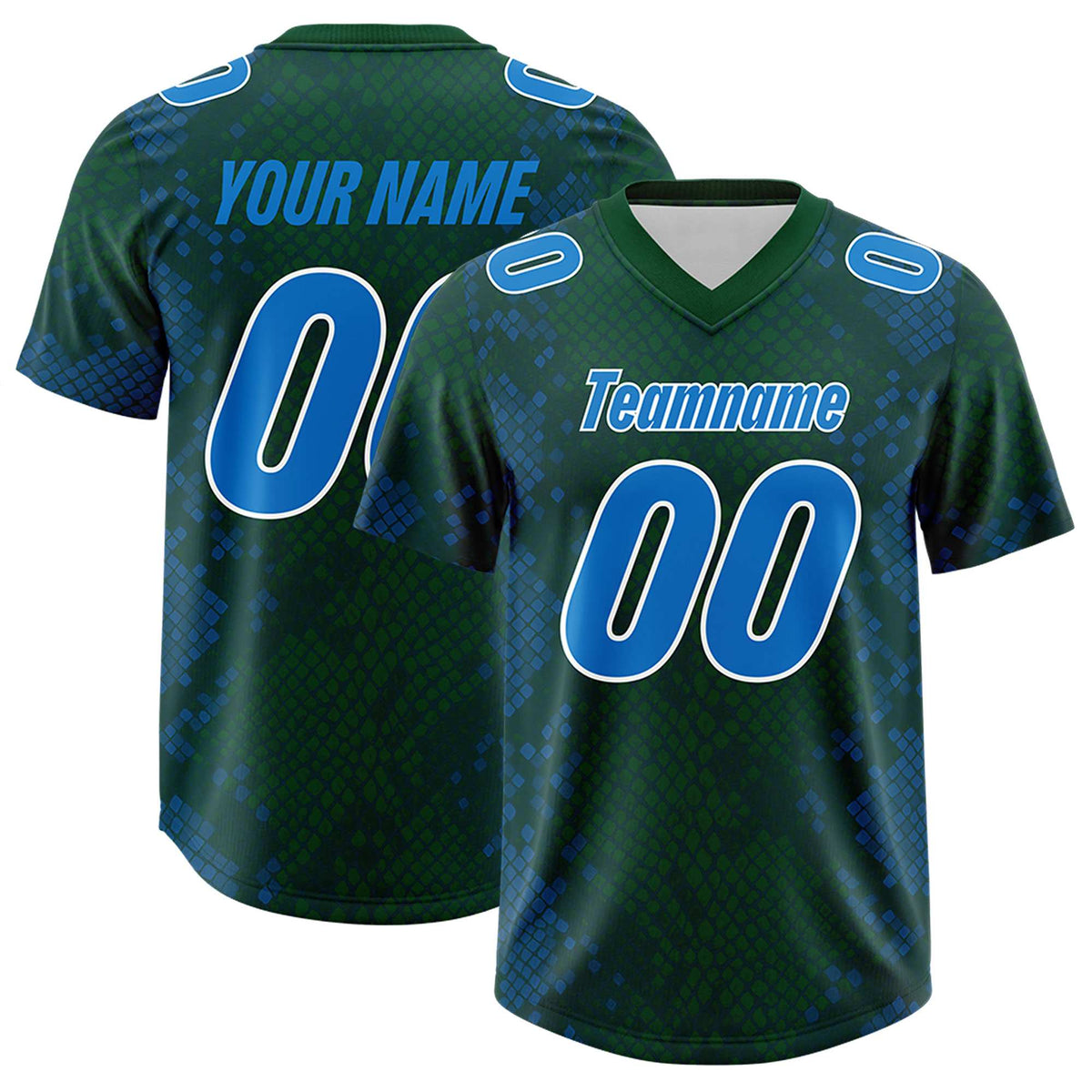 Custom Green Personalized Snakeskin Graffiti Pattern Authentic American Football Jersey
