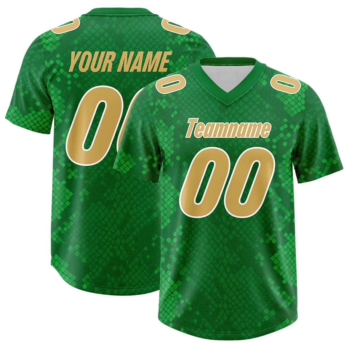 Custom Kelly Green Personalized Snakeskin Graffiti Pattern Authentic American Football Jersey