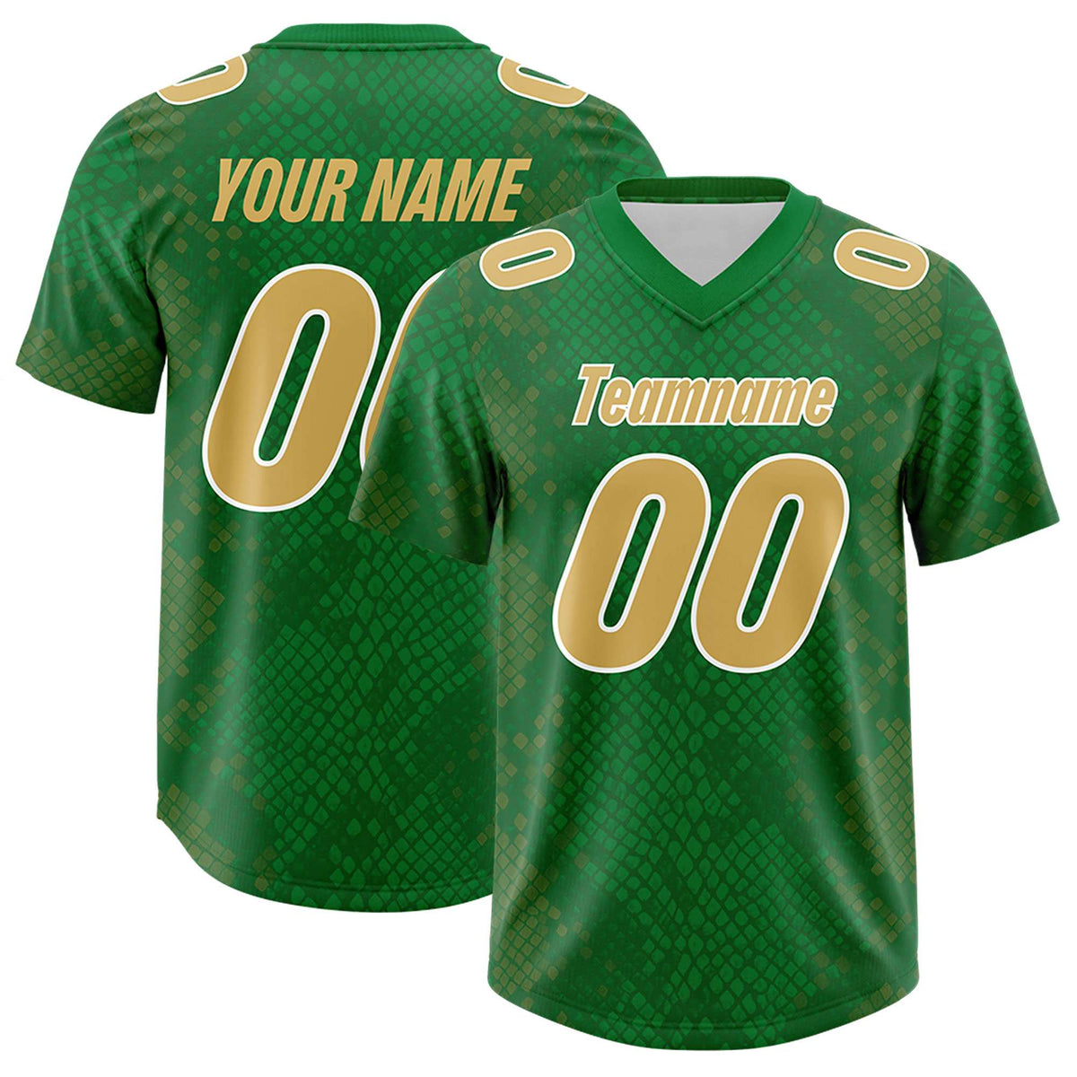 Custom Kelly Green Personalized Snakeskin Graffiti Pattern Authentic American Football Jersey