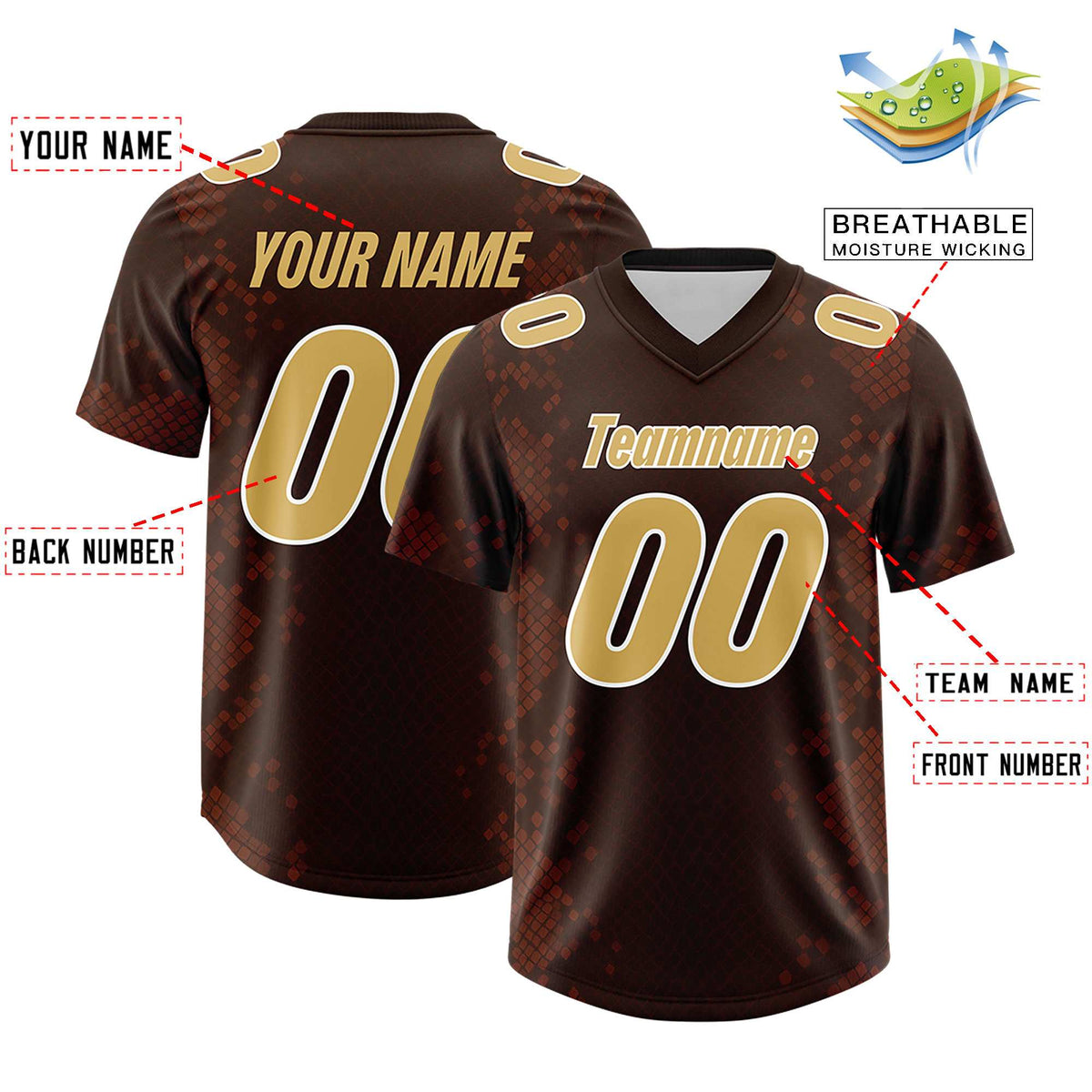 Custom Brown Personalized Snakeskin Graffiti Pattern Authentic American Football Jersey