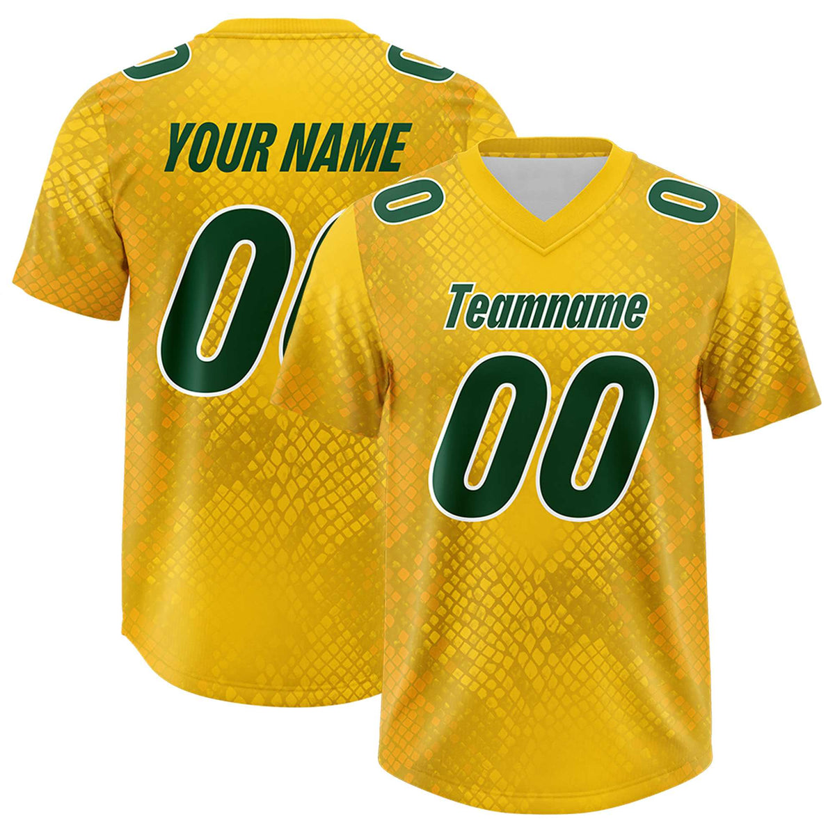 Custom Gold Personalized Snakeskin Graffiti Pattern Authentic American Football Jersey