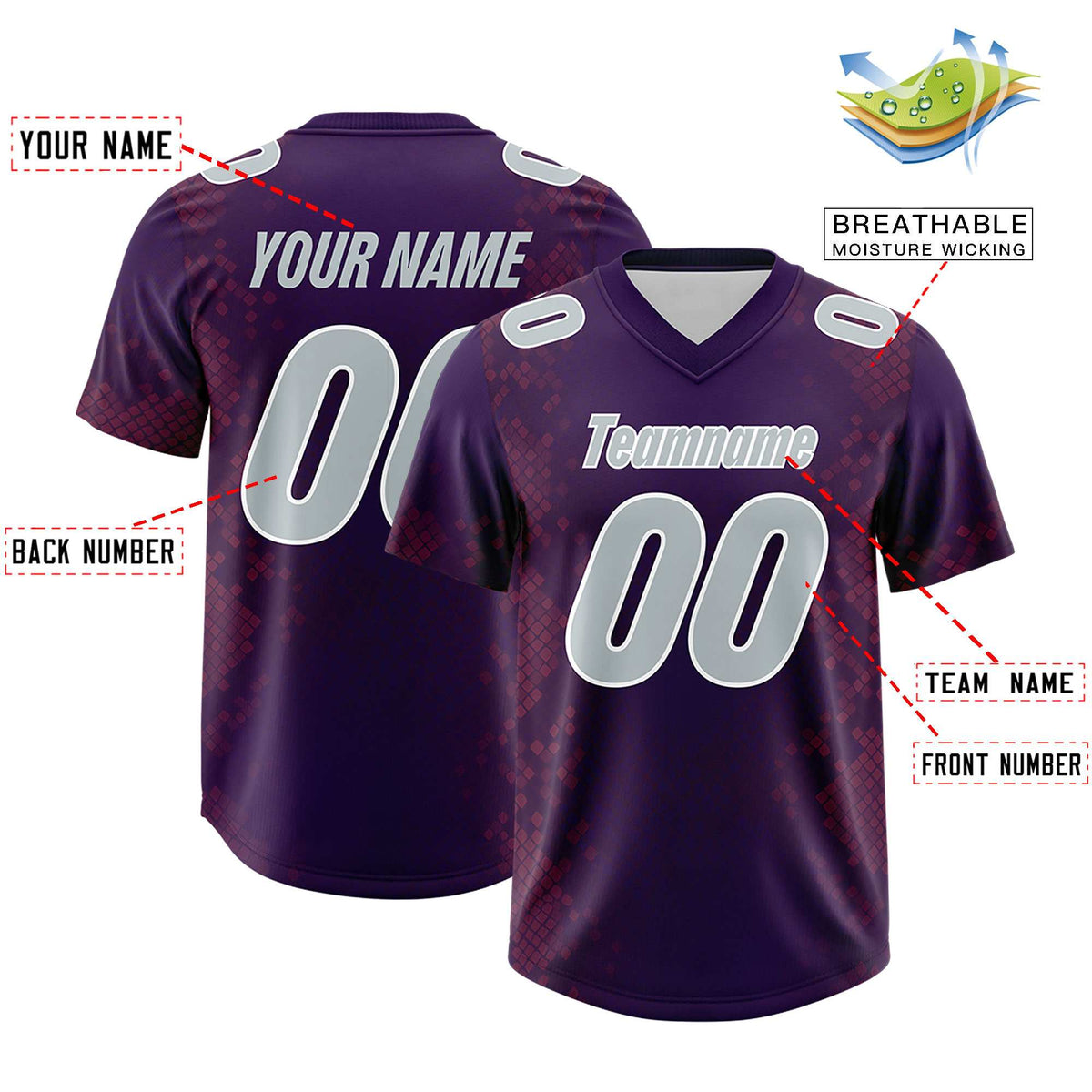 Custom Purple Personalized Snakeskin Graffiti Pattern Authentic American Football Jersey