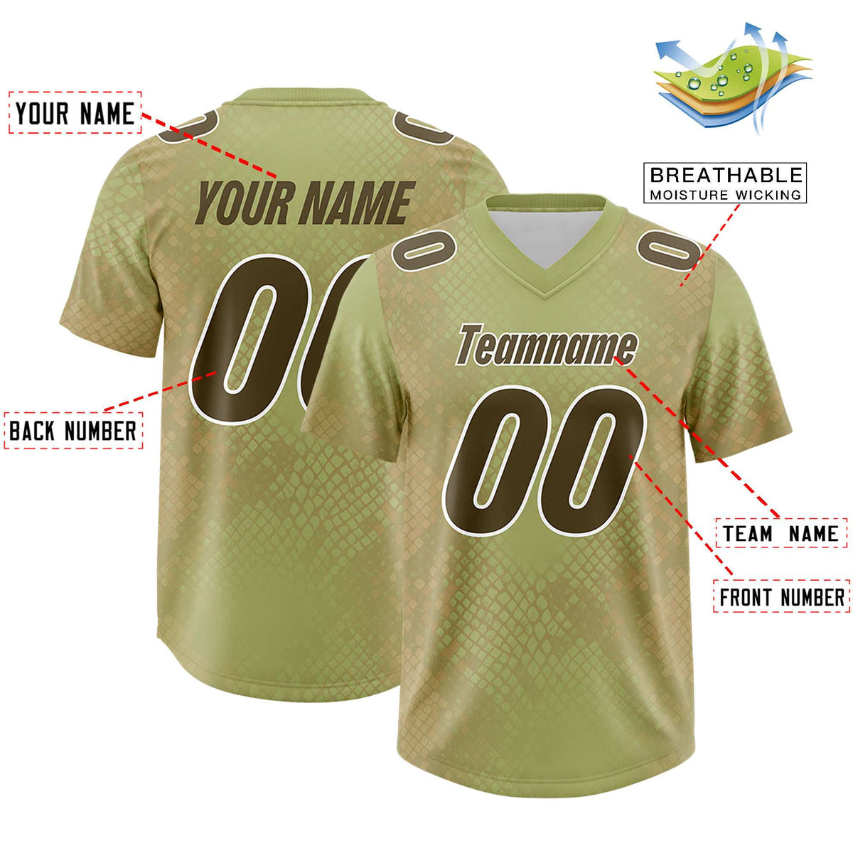 Custom Champagne Personalized Snakeskin Graffiti Pattern Authentic American Football Jersey