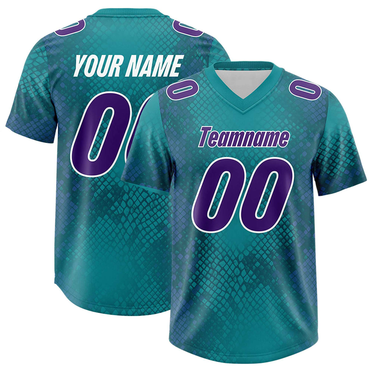 Custom Aqua Personalized Snakeskin Graffiti Pattern Authentic American Football Jersey