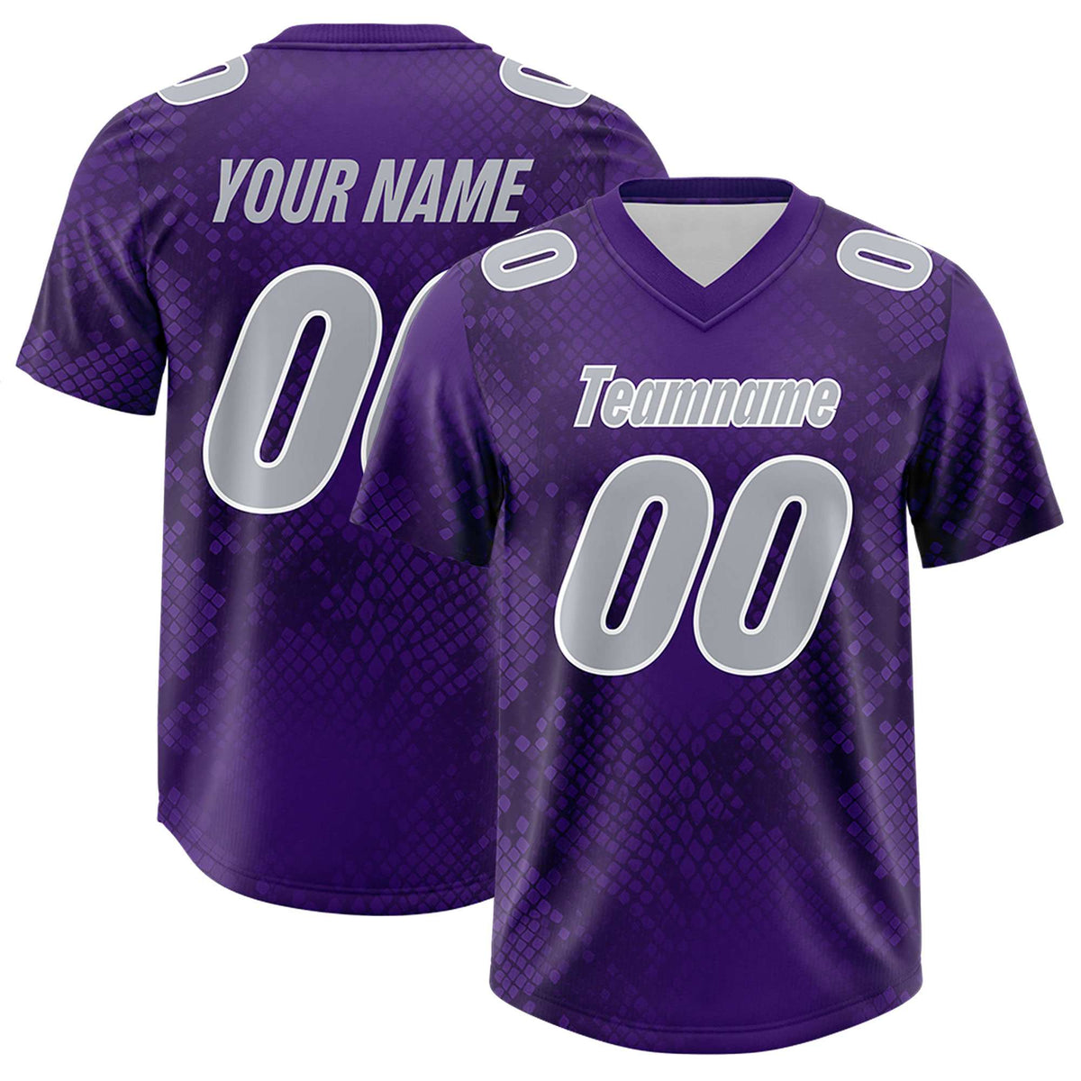 Custom Purple Personalized Snakeskin Graffiti Pattern Authentic American Football Jersey