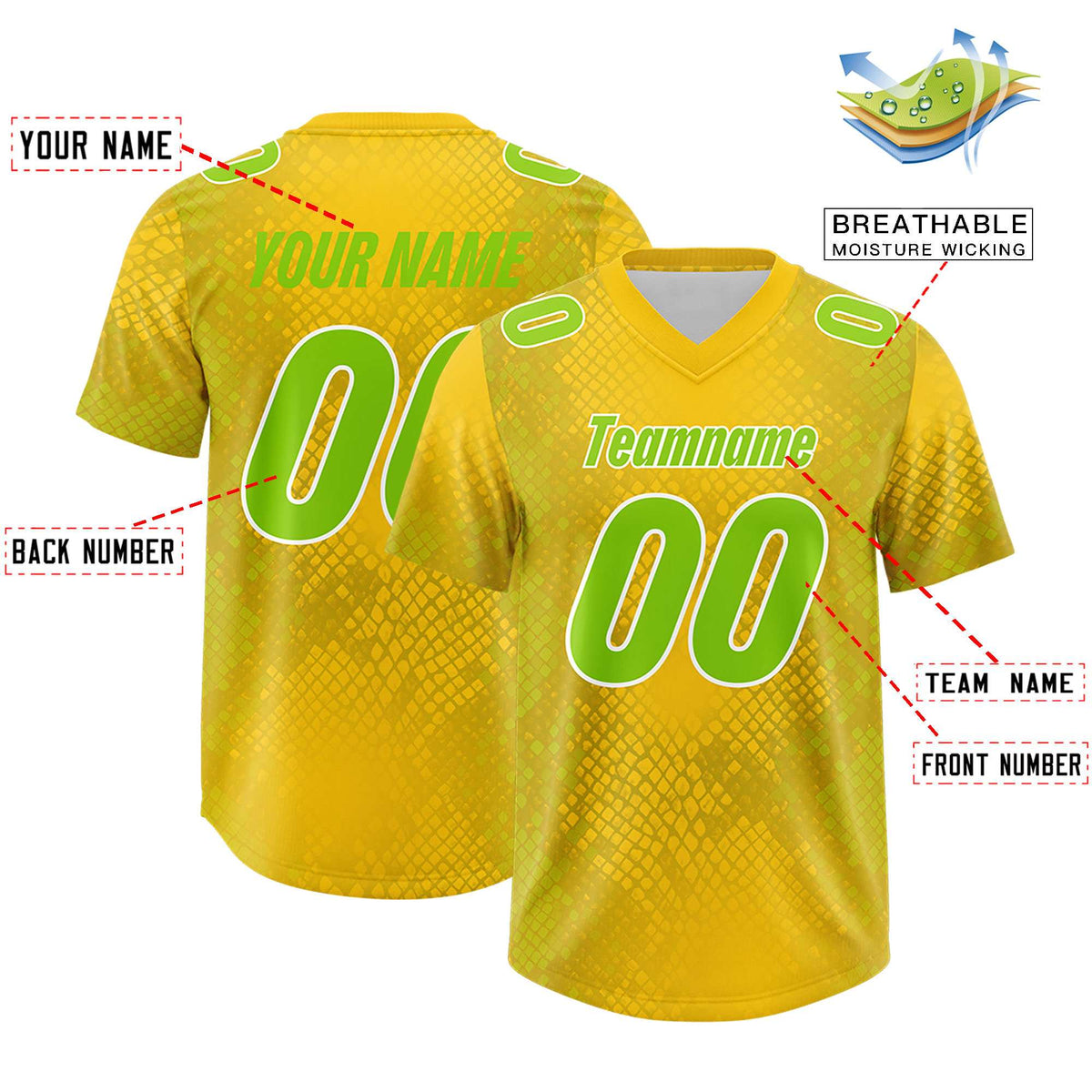 Custom Gold Personalized Snakeskin Graffiti Pattern Authentic American Football Jersey