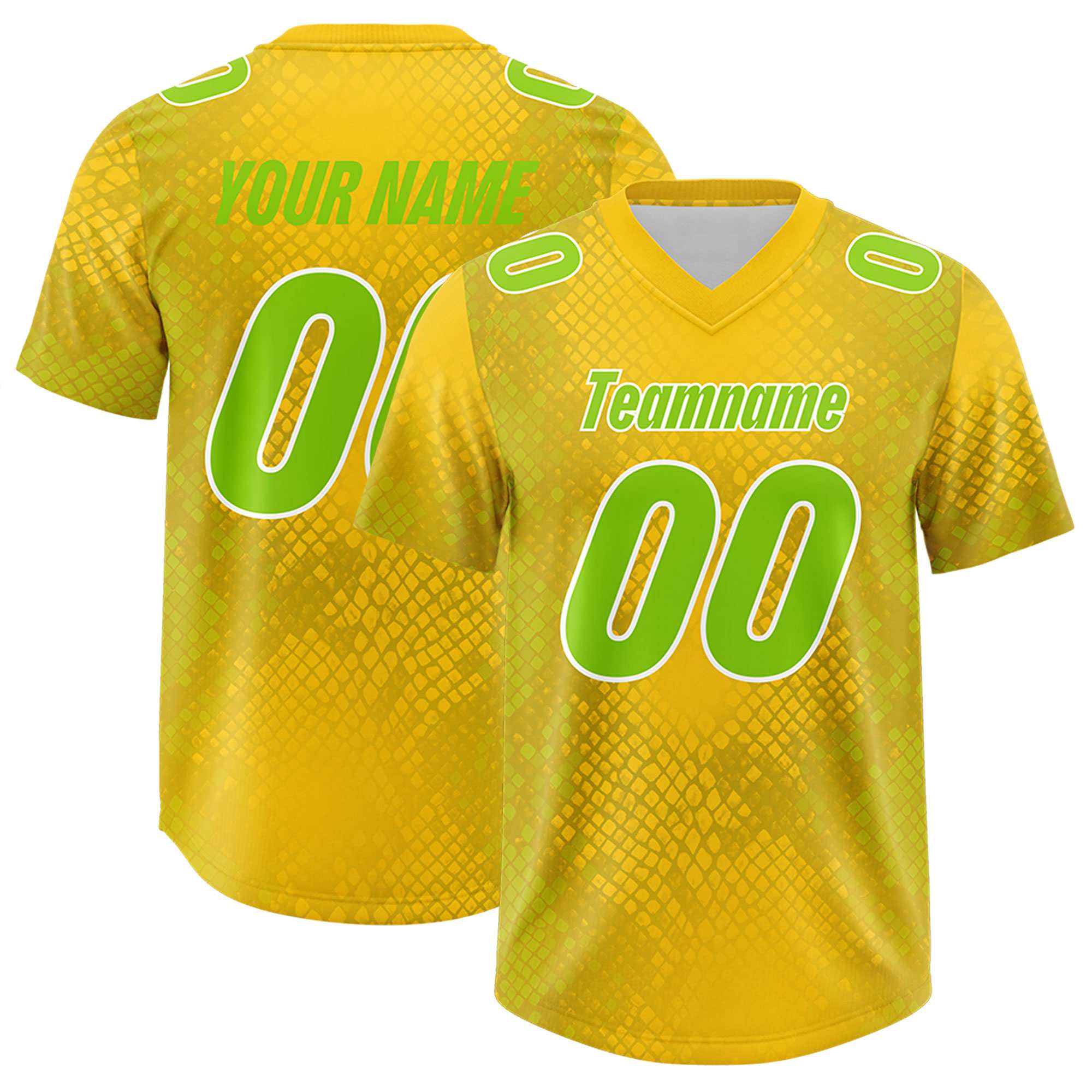 Custom Gold Personalized Snakeskin Graffiti Pattern Authentic American Football Jersey
