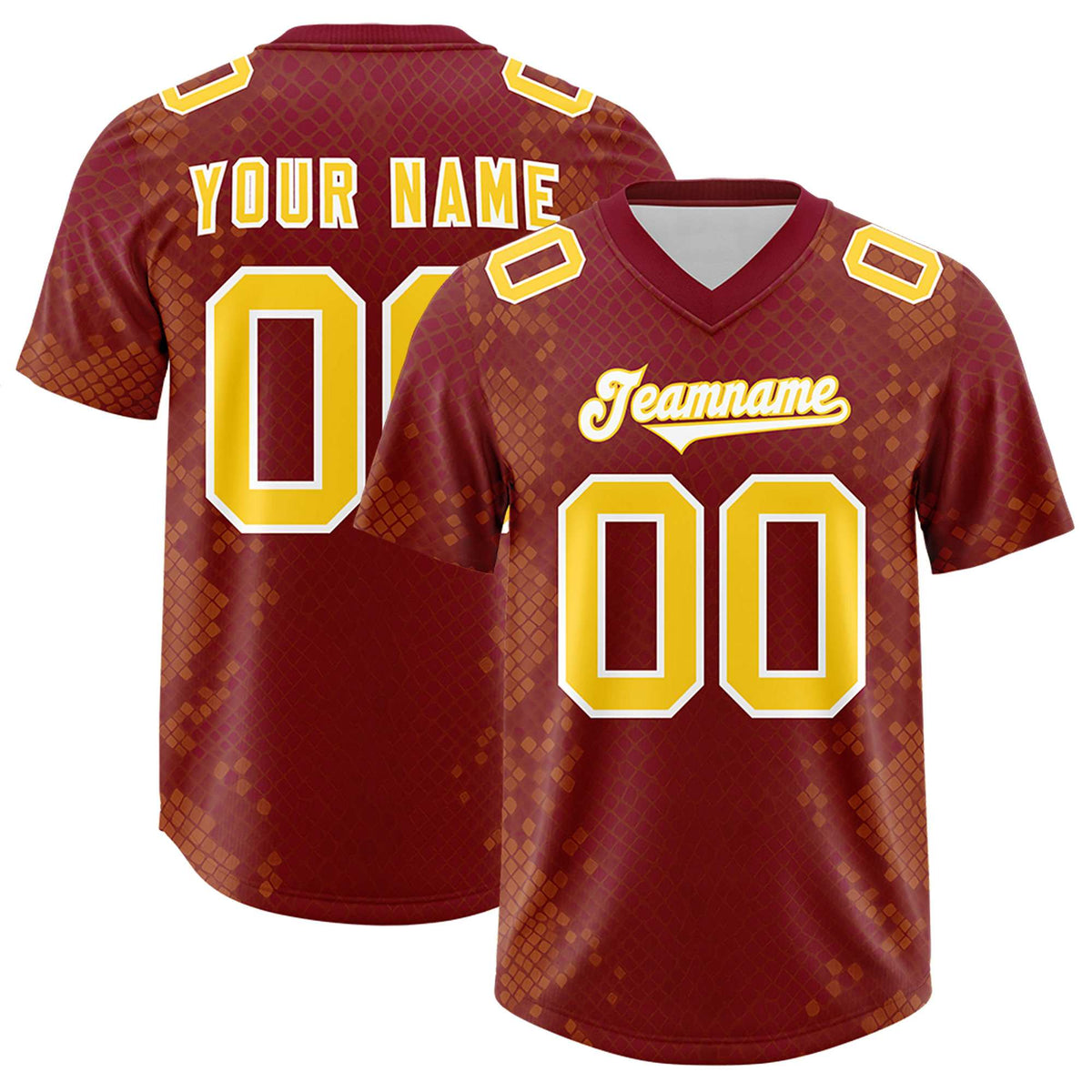 Custom Crimson Personalized Snakeskin Graffiti Pattern Authentic American Football Jersey