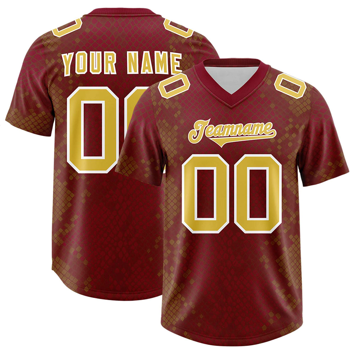 Custom Crimson Personalized Snakeskin Graffiti Pattern Authentic American Football Jersey