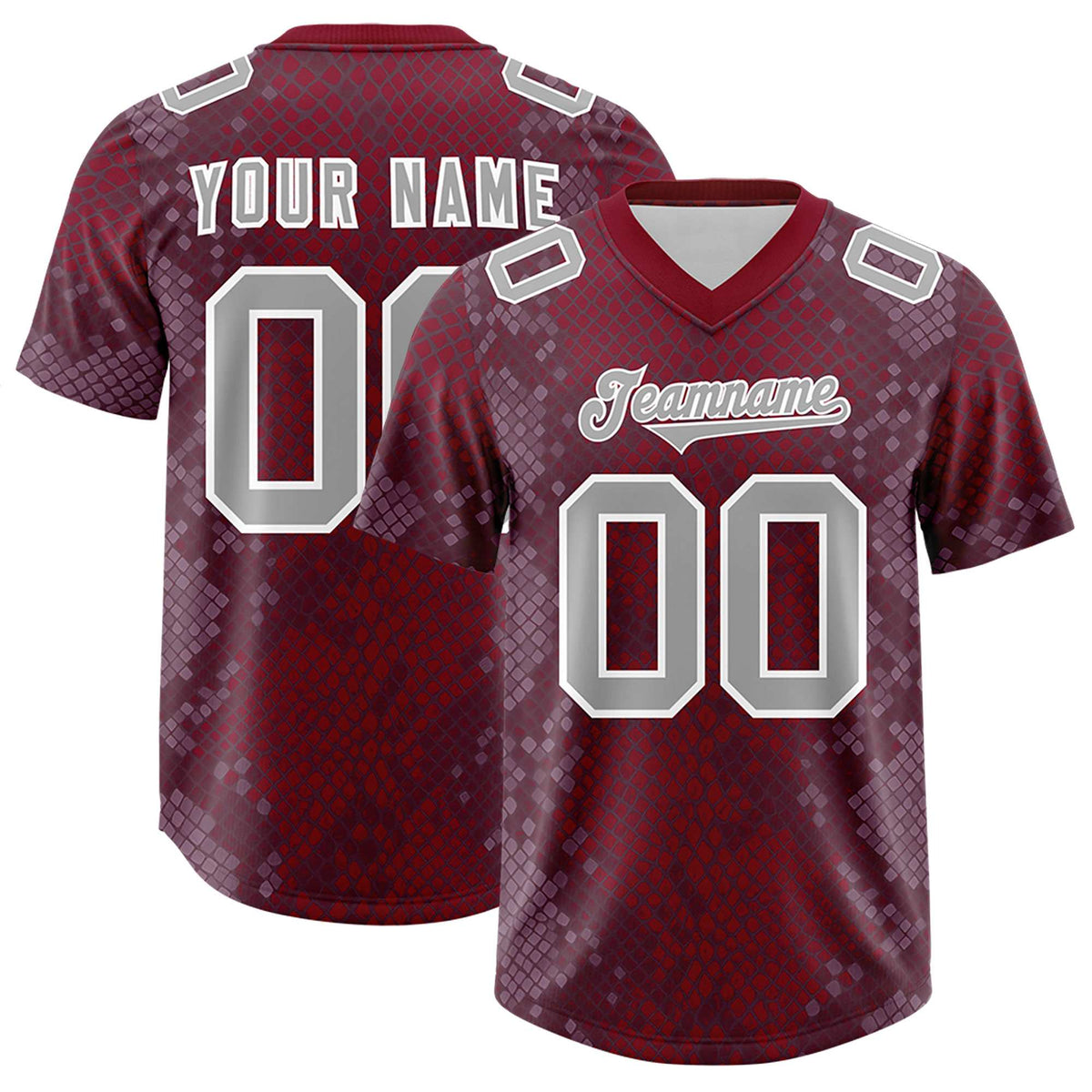 Custom Crimson Personalized Snakeskin Graffiti Pattern Authentic American Football Jersey