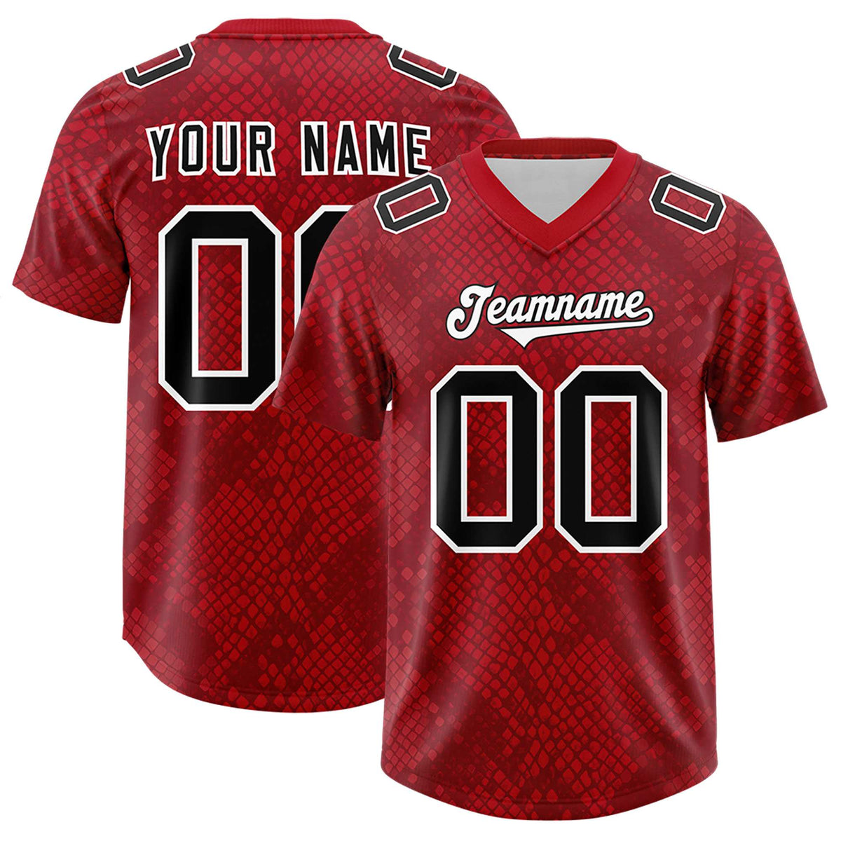 Custom Red Personalized Snakeskin Graffiti Pattern Authentic American Football Jersey