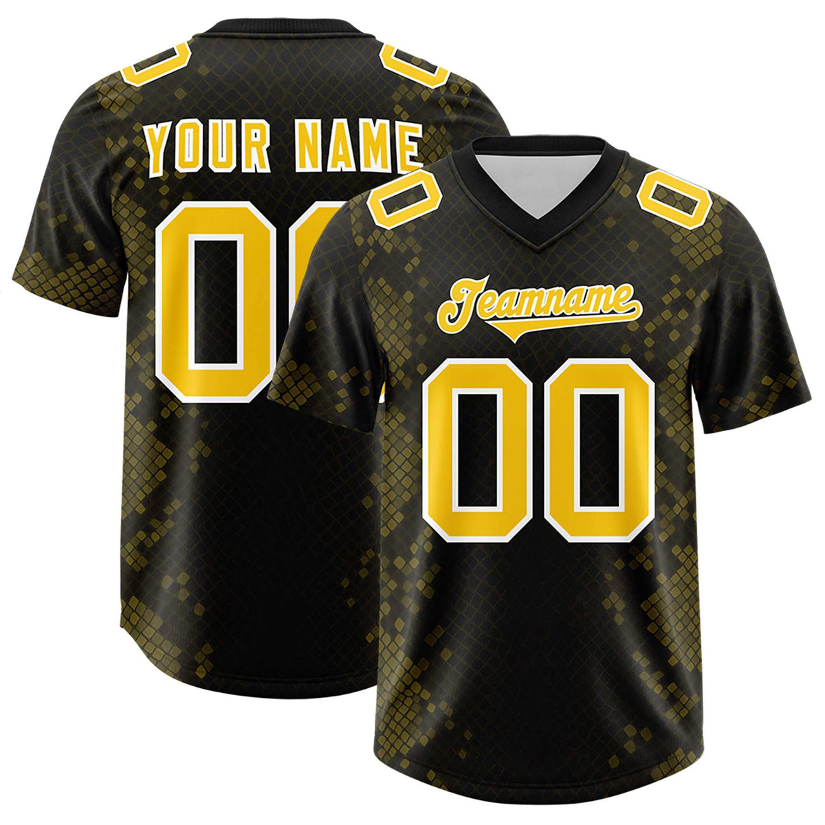 Custom Black Personalized Snakeskin Graffiti Pattern Authentic American Football Jersey