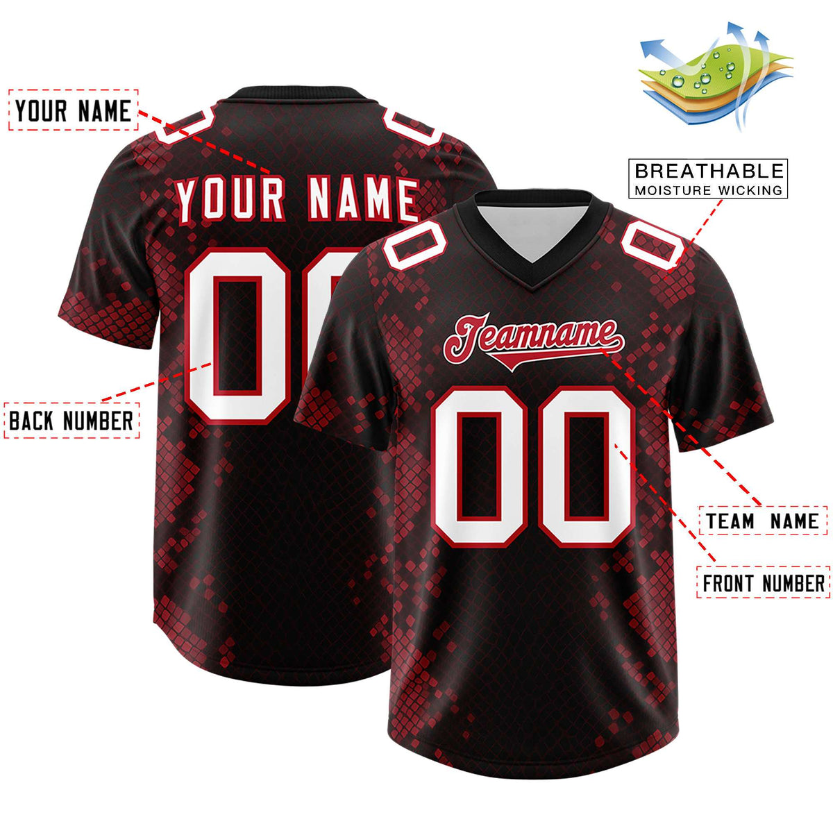 Custom Black Personalized Snakeskin Graffiti Pattern Authentic American Football Jersey