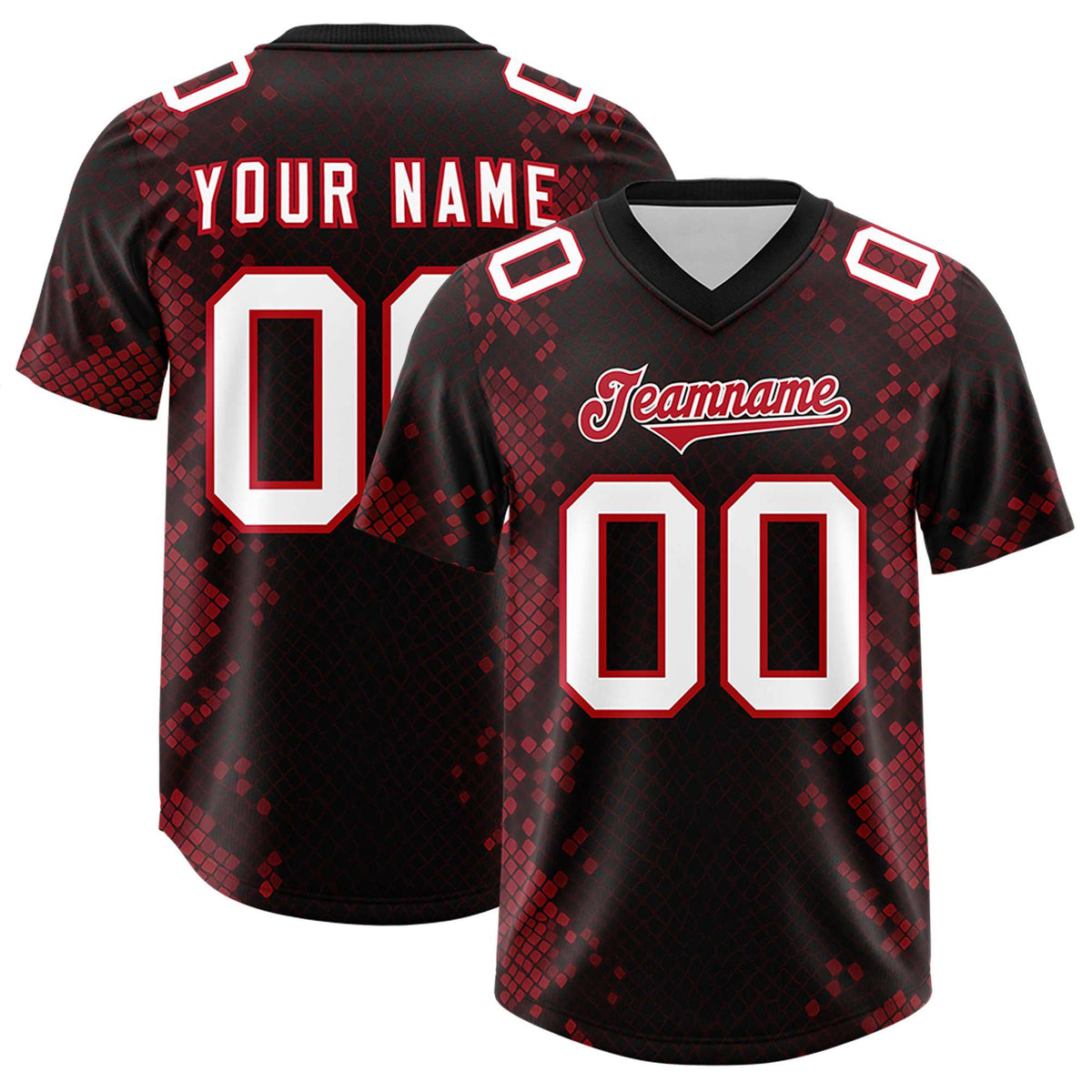 Custom Black Personalized Snakeskin Graffiti Pattern Authentic American Football Jersey
