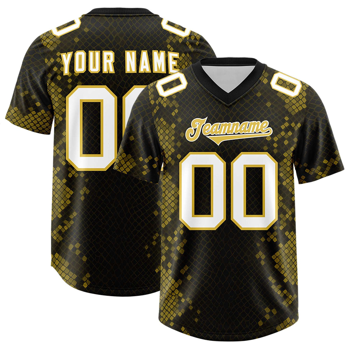 Custom Black Personalized Snakeskin Graffiti Pattern Authentic American Football Jersey