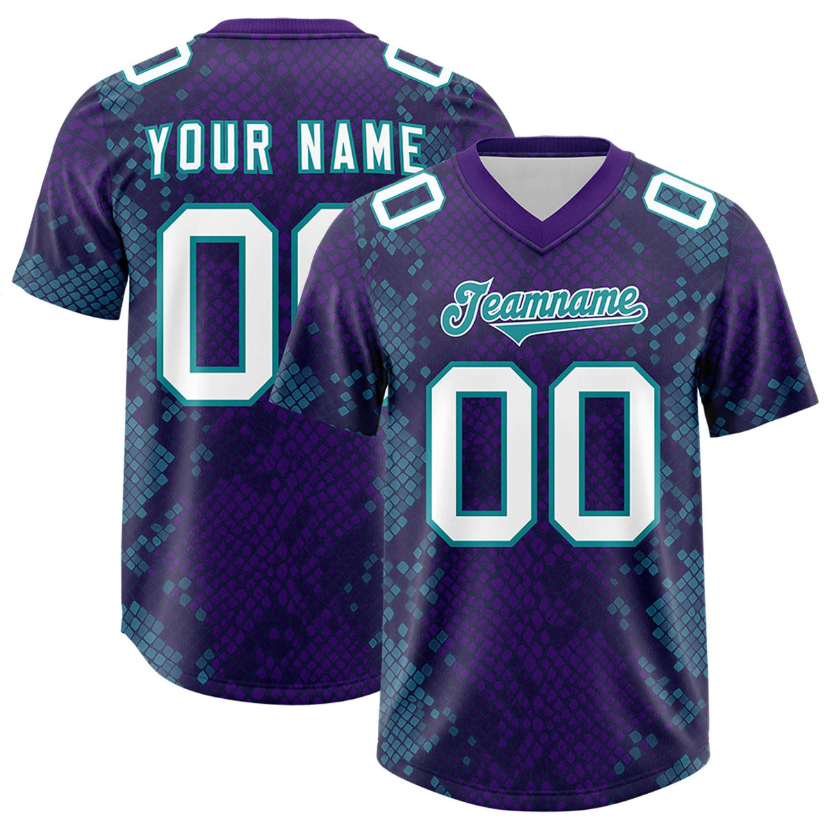 Custom Purple Personalized Snakeskin Graffiti Pattern Authentic American Football Jersey