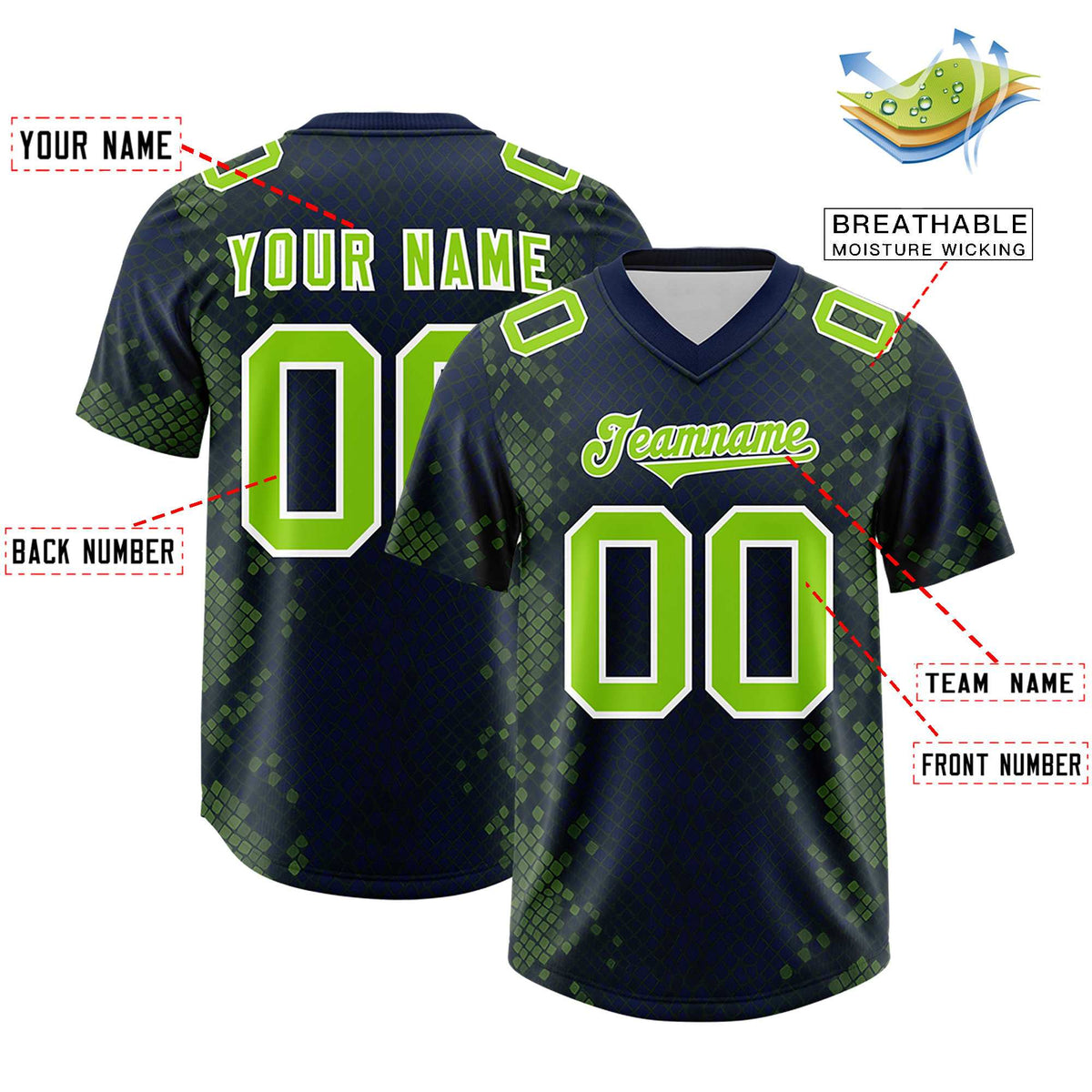 Custom Navy Personalized Snakeskin Graffiti Pattern Authentic American Football Jersey