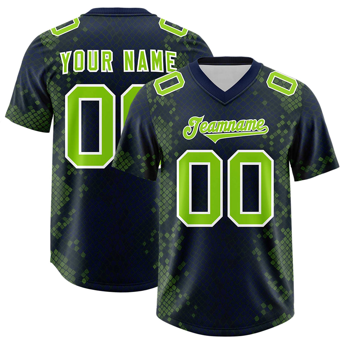 Custom Navy Personalized Snakeskin Graffiti Pattern Authentic American Football Jersey