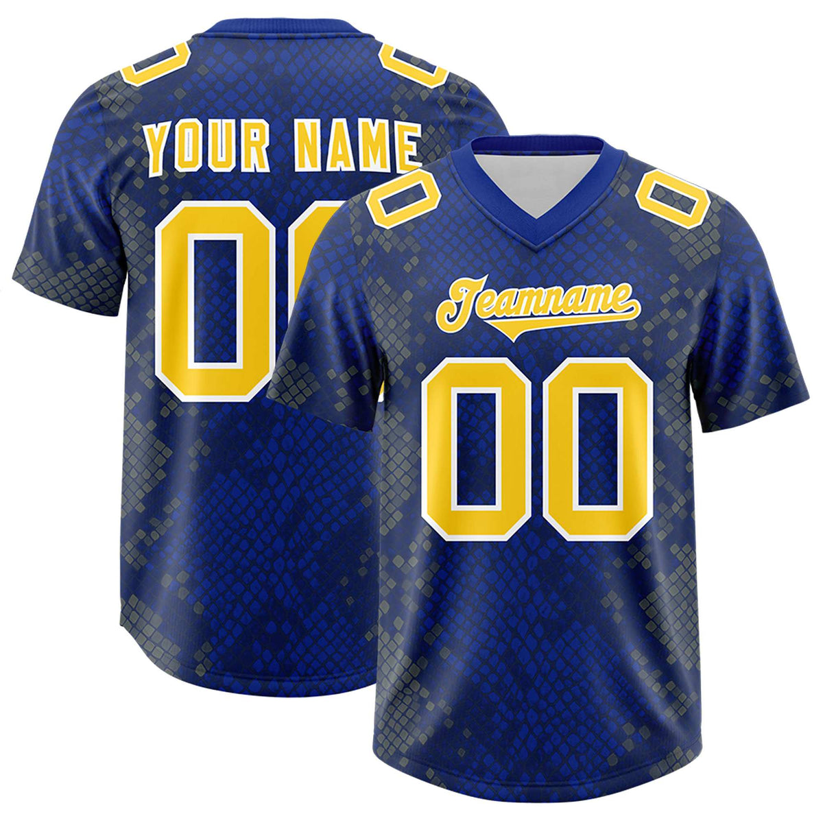 Custom Royal Personalized Snakeskin Graffiti Pattern Authentic American Football Jersey