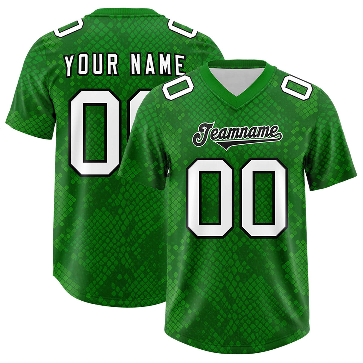 Custom Kelly Green Personalized Snakeskin Graffiti Pattern Authentic American Football Jersey
