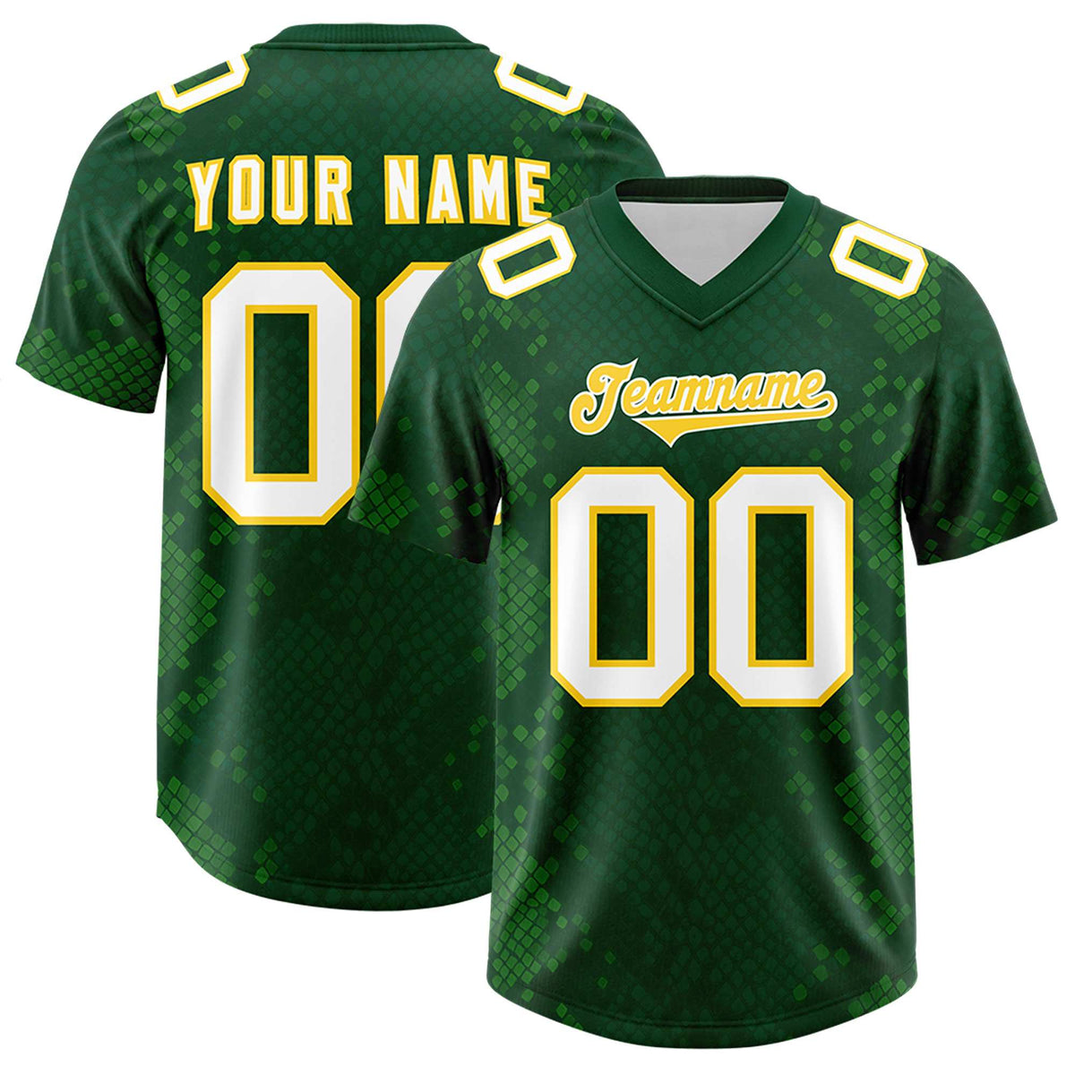 Custom Green Personalized Snakeskin Graffiti Pattern Authentic American Football Jersey
