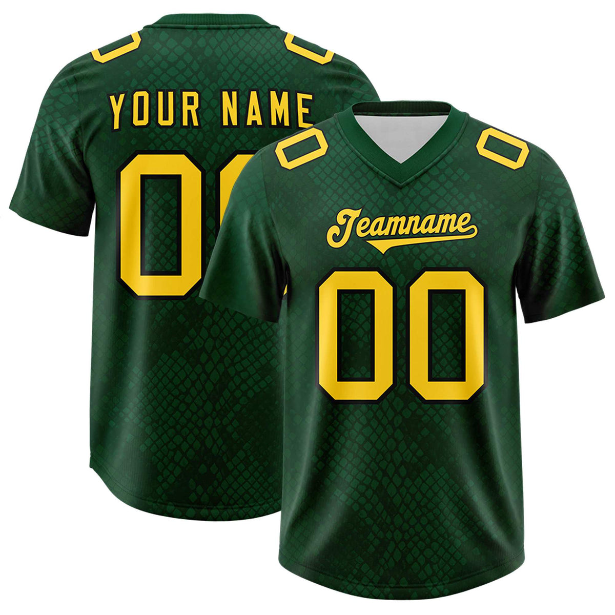 Custom Green Personalized Snakeskin Graffiti Pattern Authentic American Football Jersey