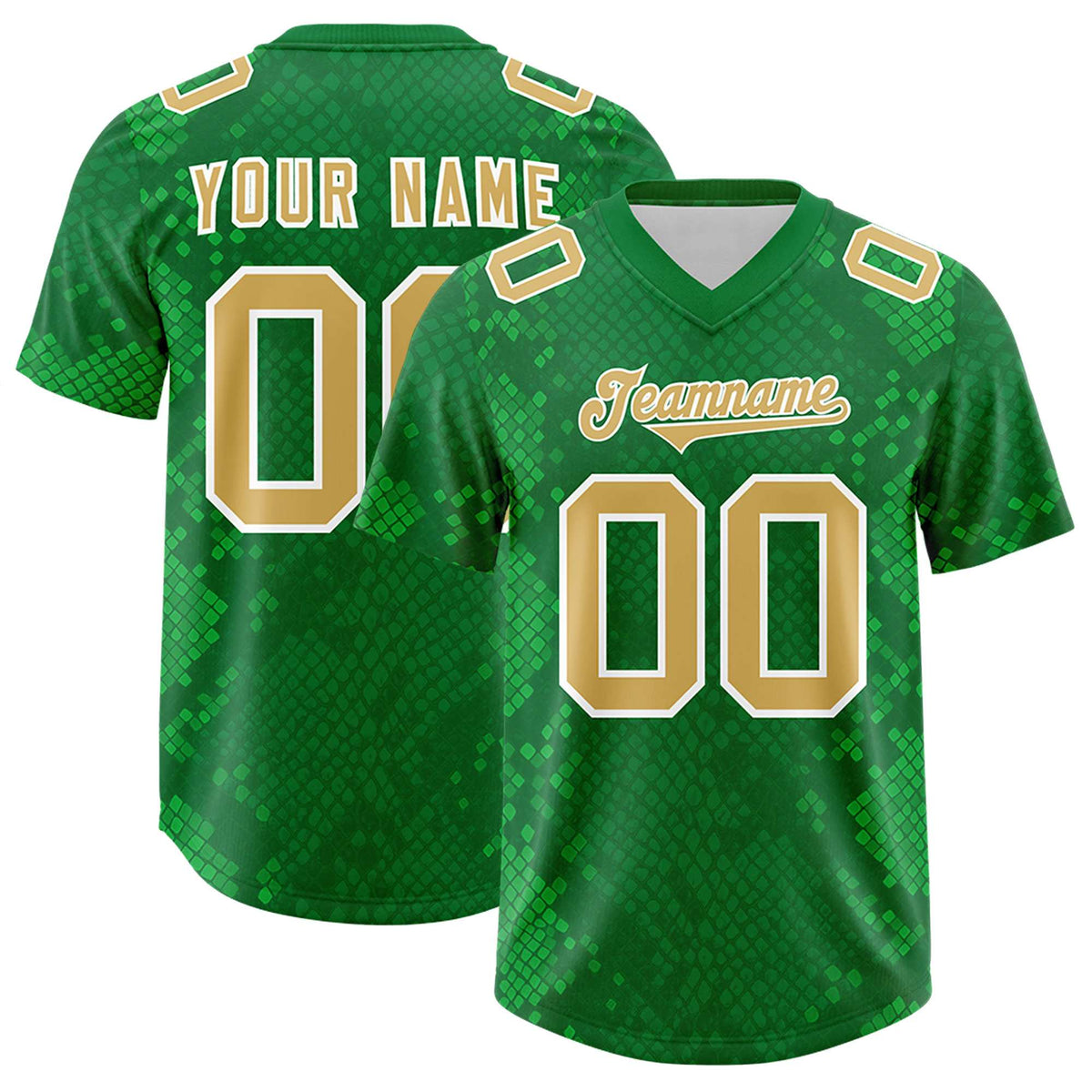 Custom Kelly Green Personalized Snakeskin Graffiti Pattern Authentic American Football Jersey