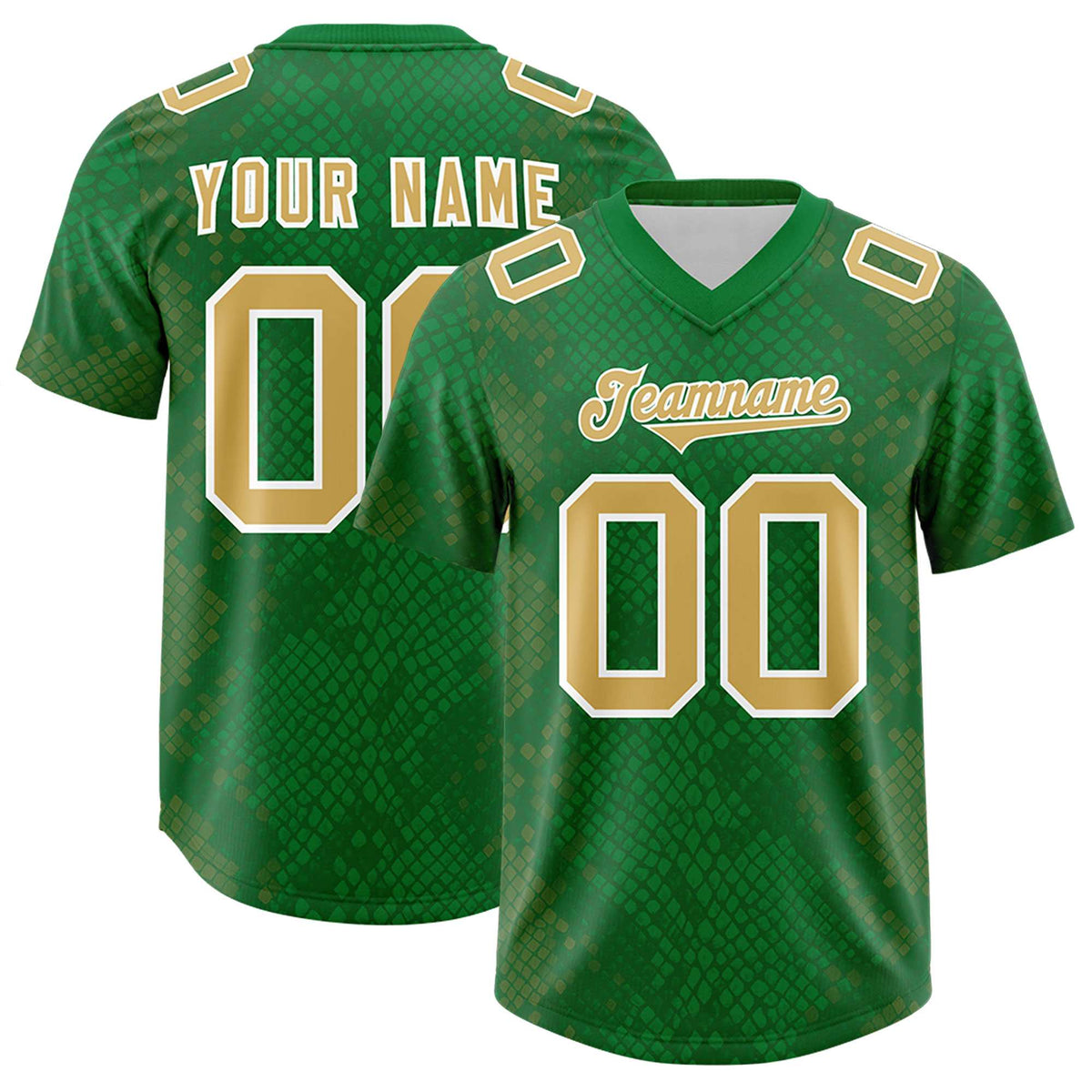 Custom Kelly Green Personalized Snakeskin Graffiti Pattern Authentic American Football Jersey