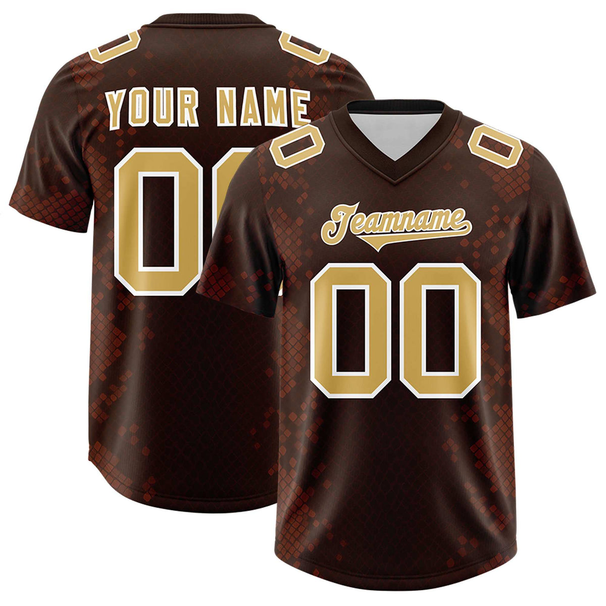 Custom Brown Personalized Snakeskin Graffiti Pattern Authentic American Football Jersey
