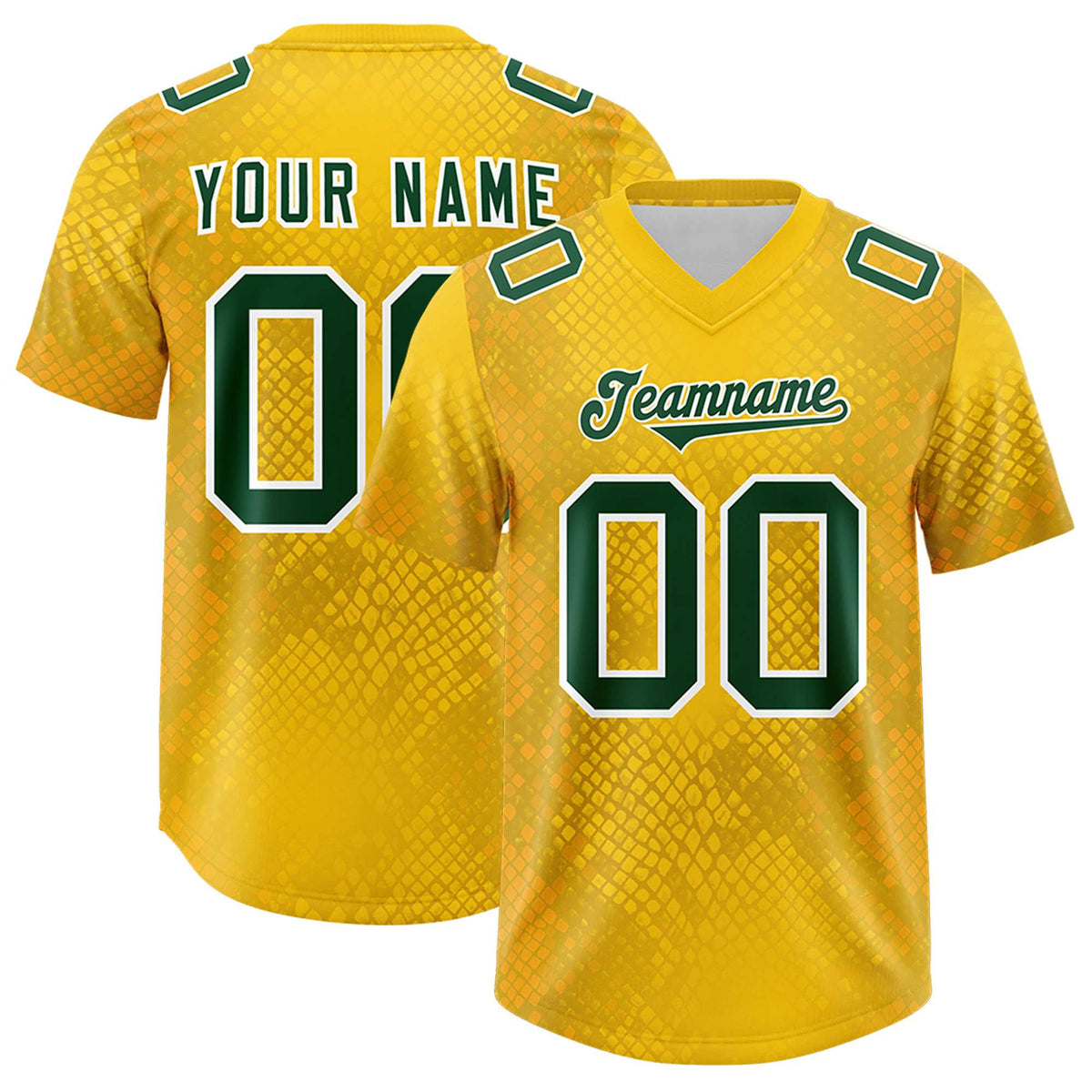 Custom Gold Personalized Snakeskin Graffiti Pattern Authentic American Football Jersey