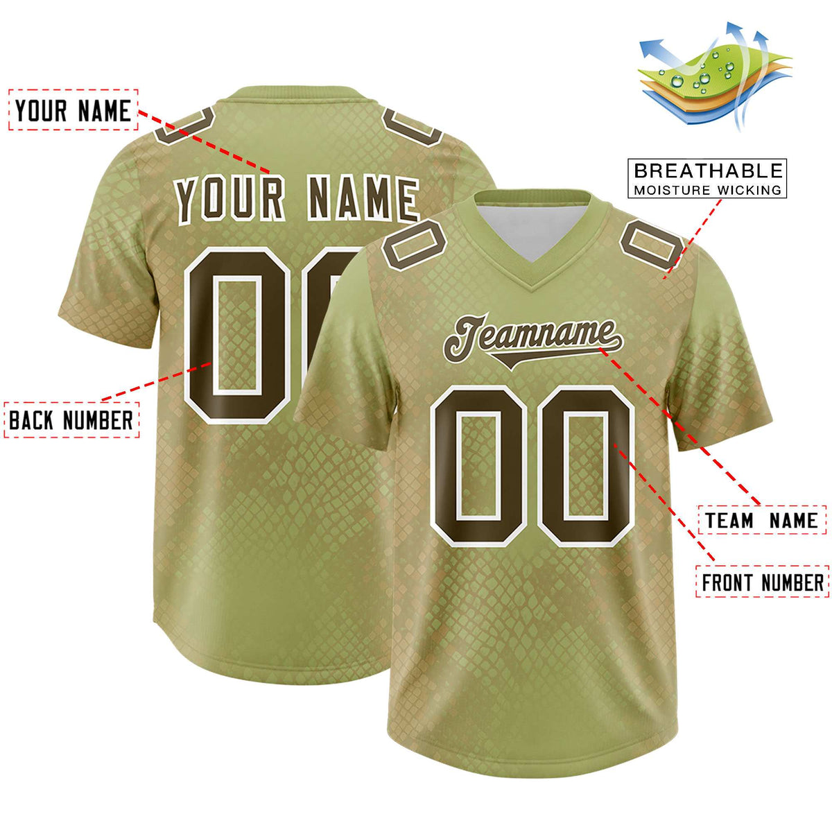 Custom Champagne Personalized Snakeskin Graffiti Pattern Authentic American Football Jersey