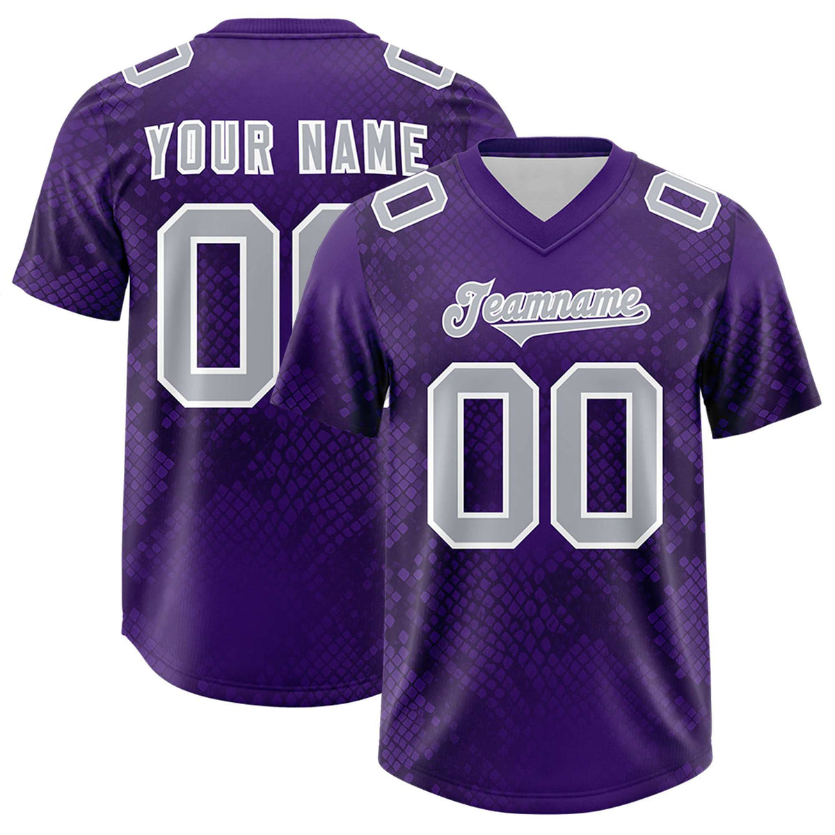 Custom Purple Personalized Snakeskin Graffiti Pattern Authentic American Football Jersey
