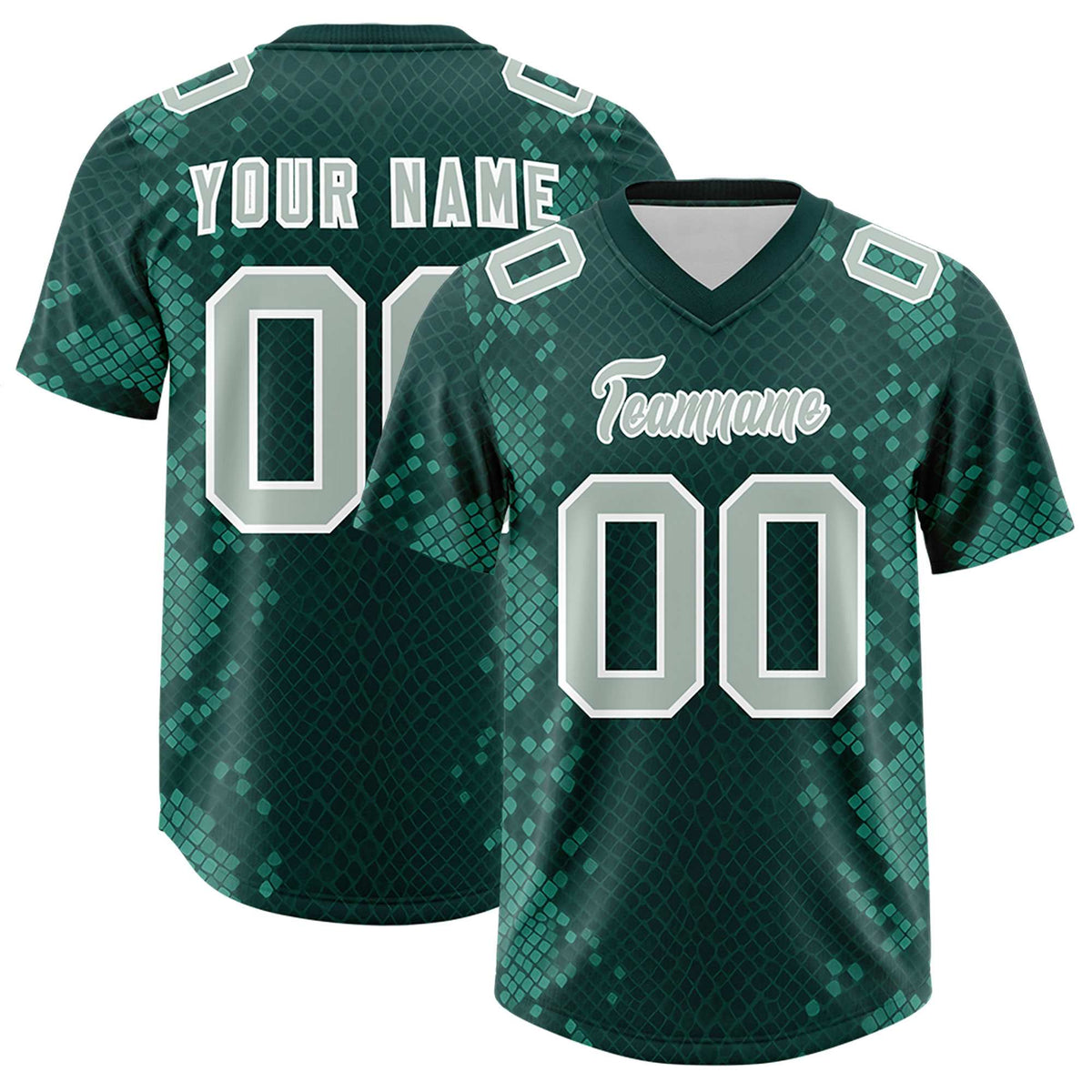 Custom Midnight Green Personalized Snakeskin Graffiti Pattern Authentic American Football Jersey