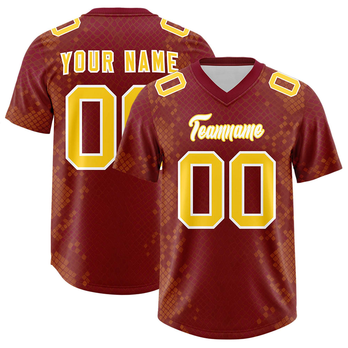 Custom Crimson Personalized Snakeskin Graffiti Pattern Authentic American Football Jersey