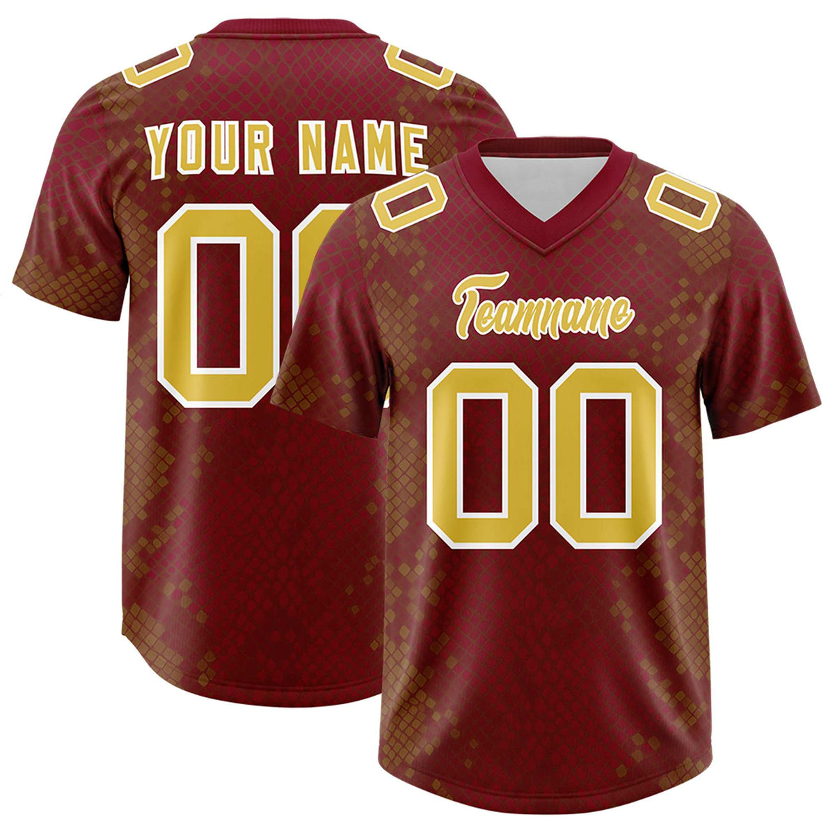 Custom Crimson Personalized Snakeskin Graffiti Pattern Authentic American Football Jersey
