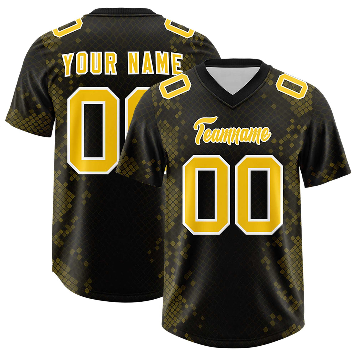 Custom Black Personalized Snakeskin Graffiti Pattern Authentic American Football Jersey