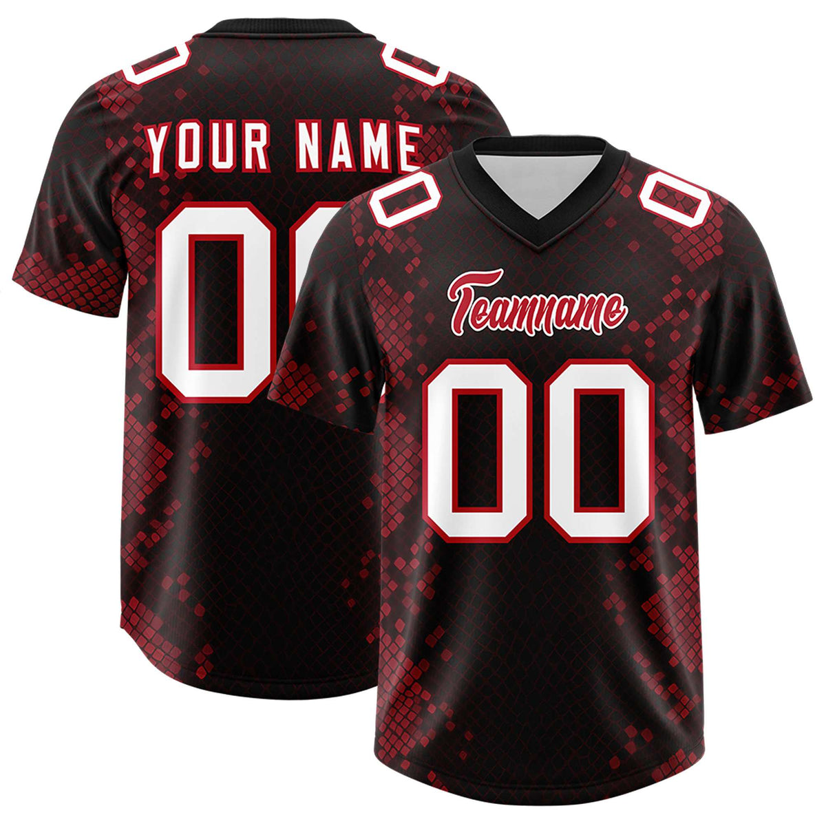Custom Black Personalized Snakeskin Graffiti Pattern Authentic American Football Jersey