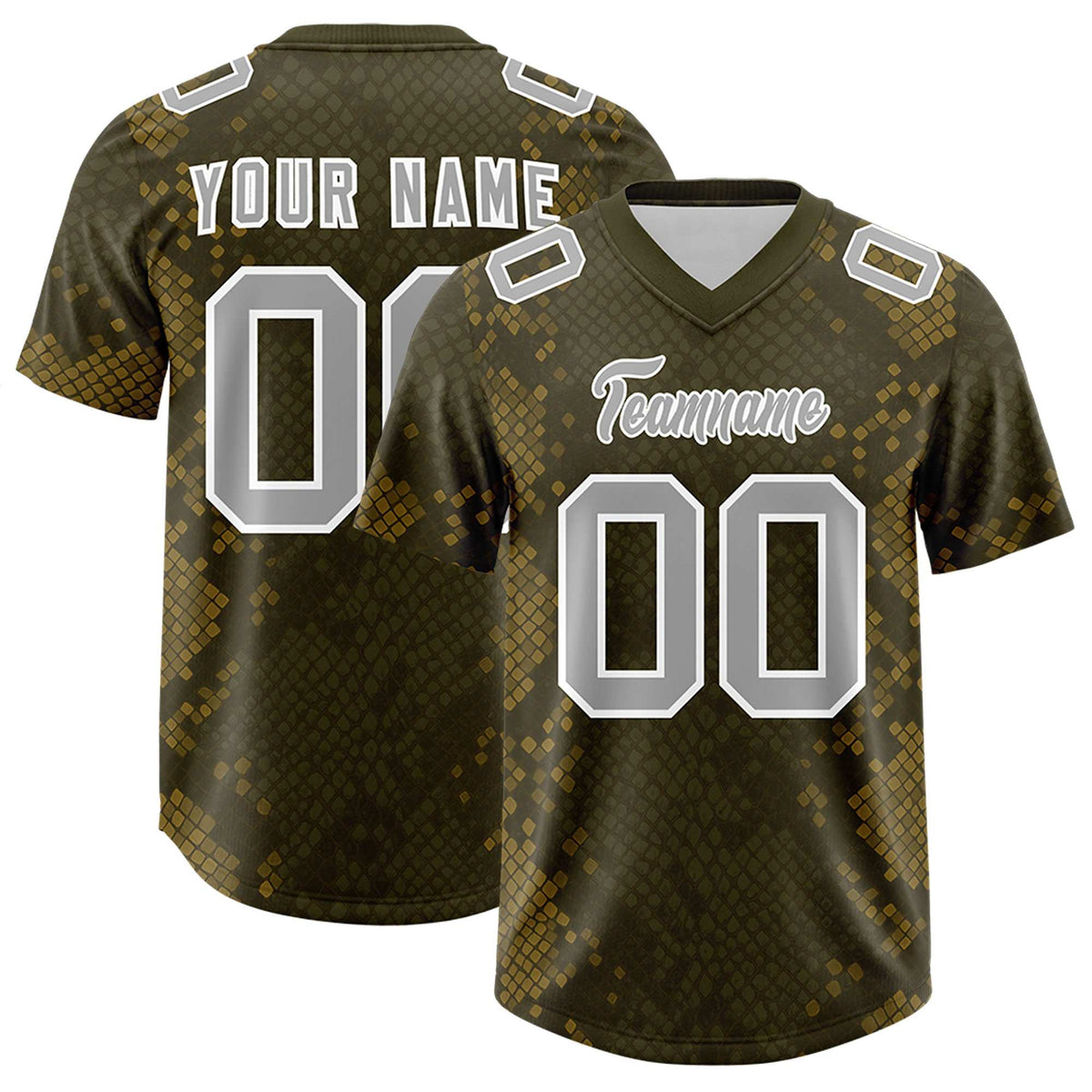 Custom Olive Personalized Snakeskin Graffiti Pattern Authentic American Football Jersey