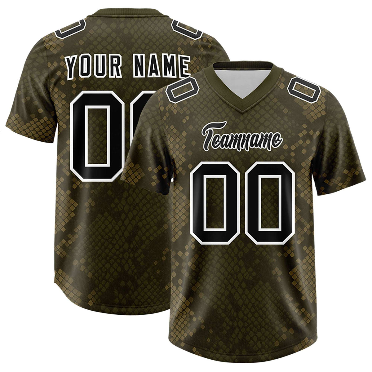 Custom Olive Personalized Snakeskin Graffiti Pattern Authentic American Football Jersey