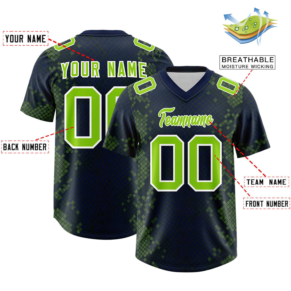 Custom Navy Personalized Snakeskin Graffiti Pattern Authentic American Football Jersey