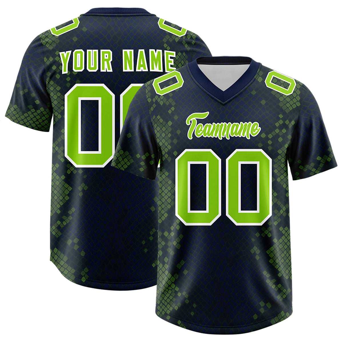 Custom Navy Personalized Snakeskin Graffiti Pattern Authentic American Football Jersey
