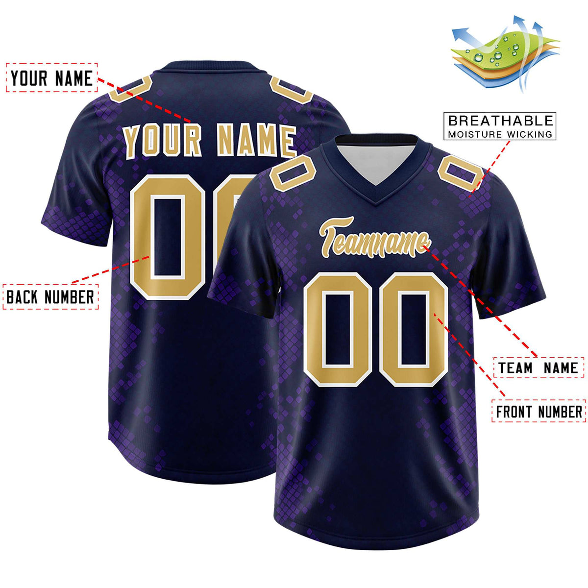 Custom Navy Personalized Snakeskin Graffiti Pattern Authentic American Football Jersey