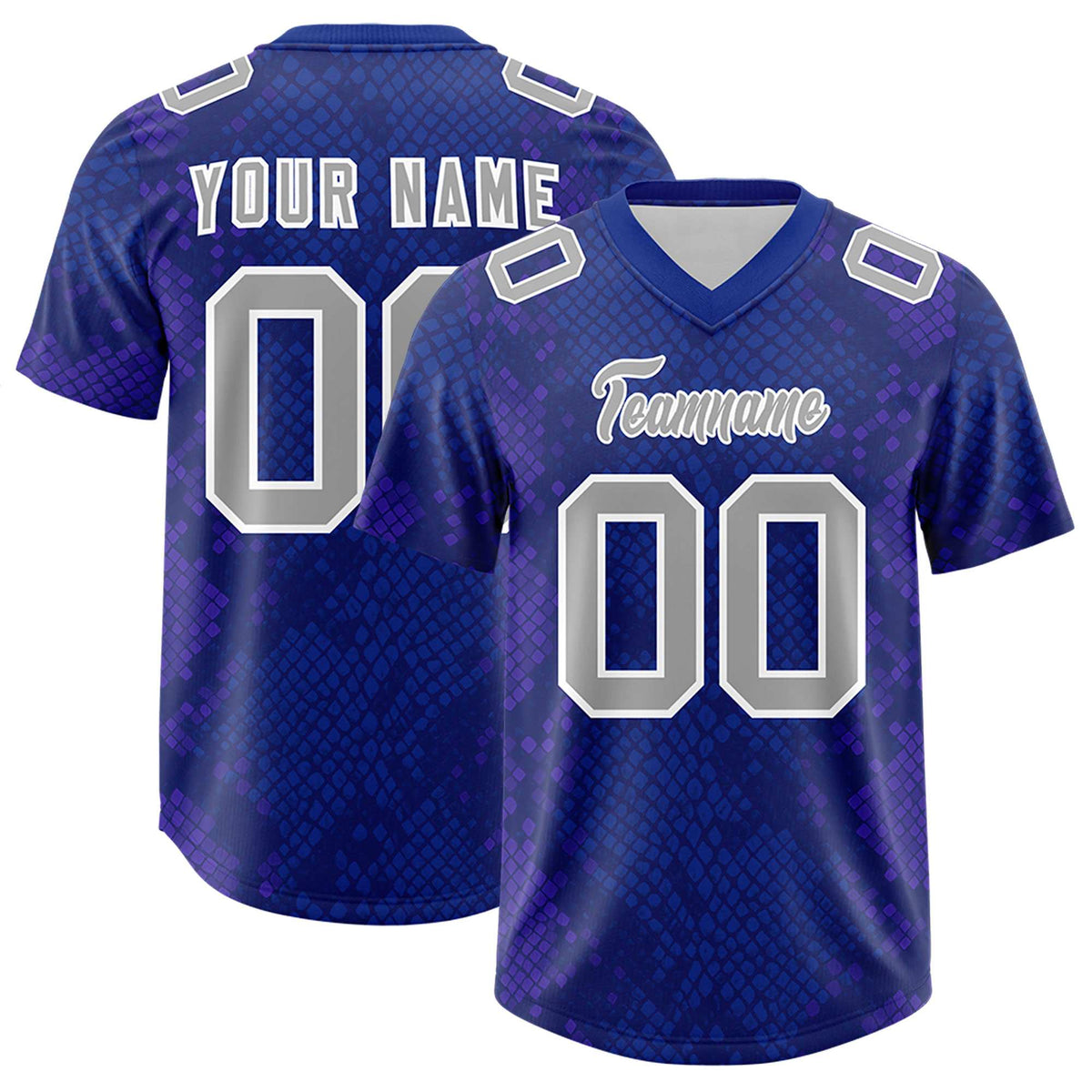 Custom Royal Personalized Snakeskin Graffiti Pattern Authentic American Football Jersey