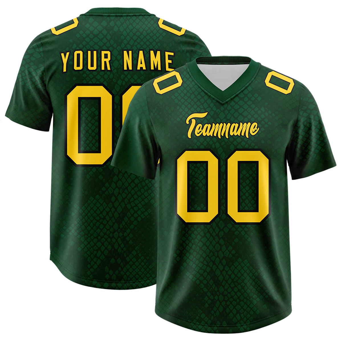 Custom Green Personalized Snakeskin Graffiti Pattern Authentic American Football Jersey