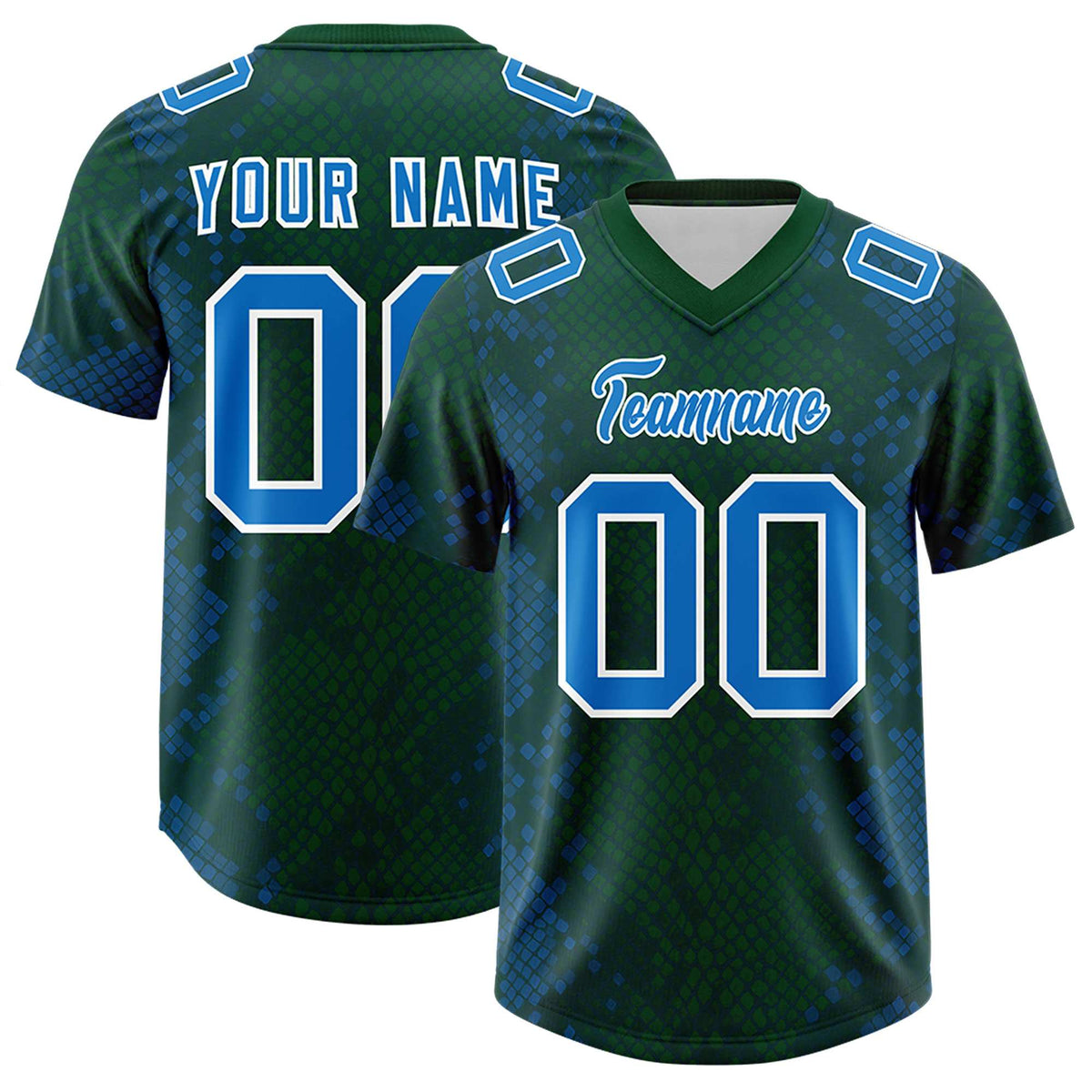 Custom Green Personalized Snakeskin Graffiti Pattern Authentic American Football Jersey