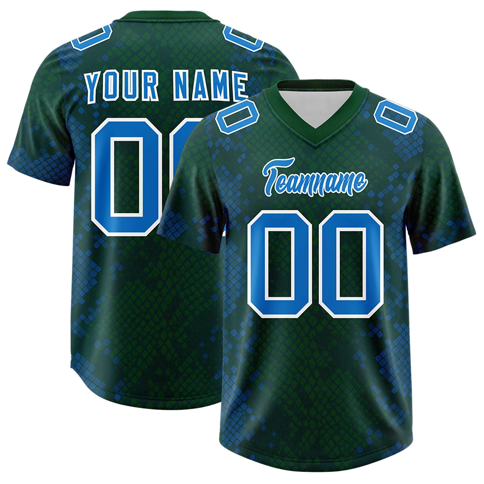 Custom Green Personalized Snakeskin Graffiti Pattern Authentic American Football Jersey